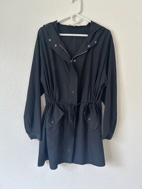 Two by Vince Camuto Black Hooded Drawstring Utility Coat